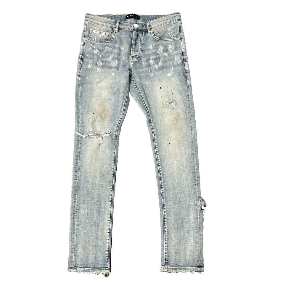 Purple Brand Jeans P001-LIA - Light Indigo Paint Blowout Size 31